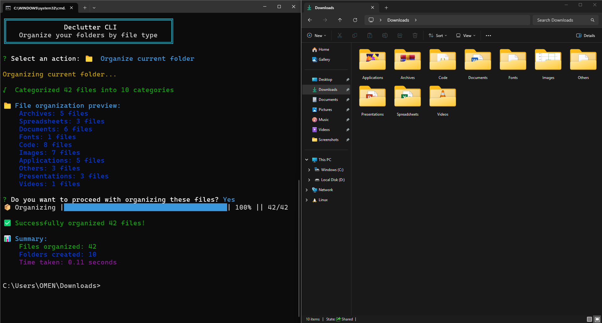 Declutter-CLI : Directory Organizer