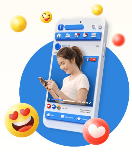 Smartphone displaying vibrant social media metrics and engagement graphics over a dark high-tech background