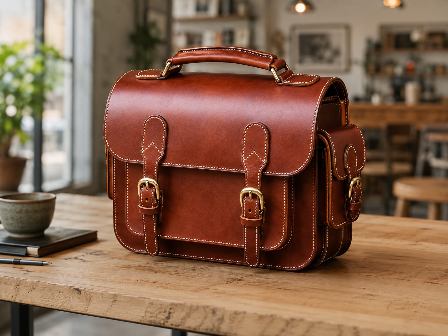Leather Satchel Side View