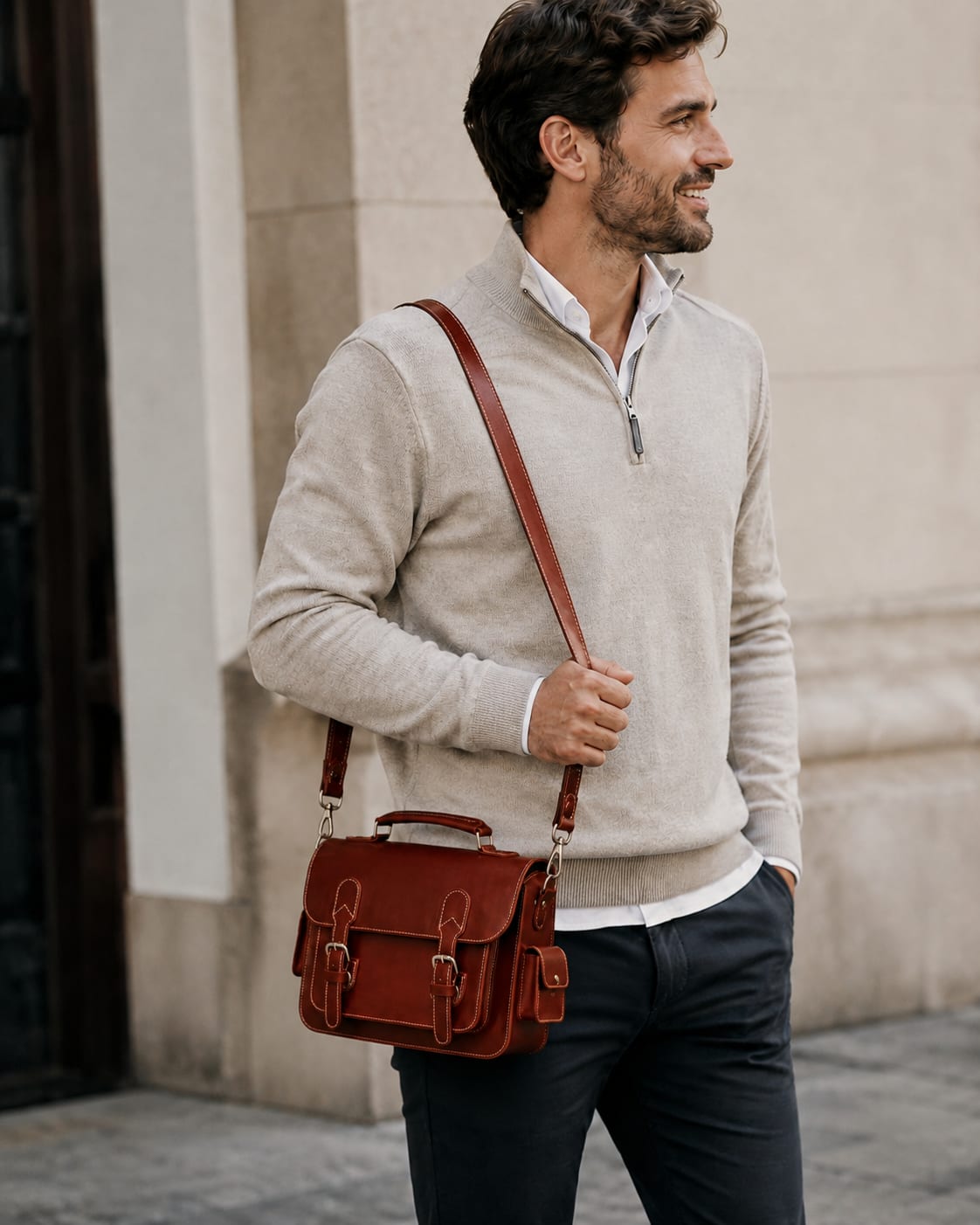 Leather Satchel Interior Detail