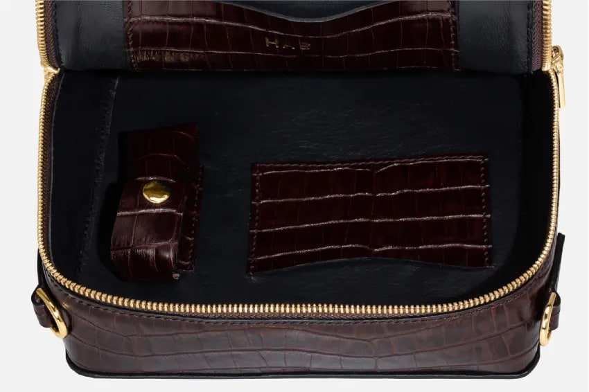 Structured Vertical Leather Crossbody Bag Lifestyle
