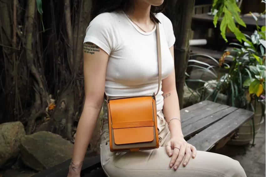 Leather Satchel Side View