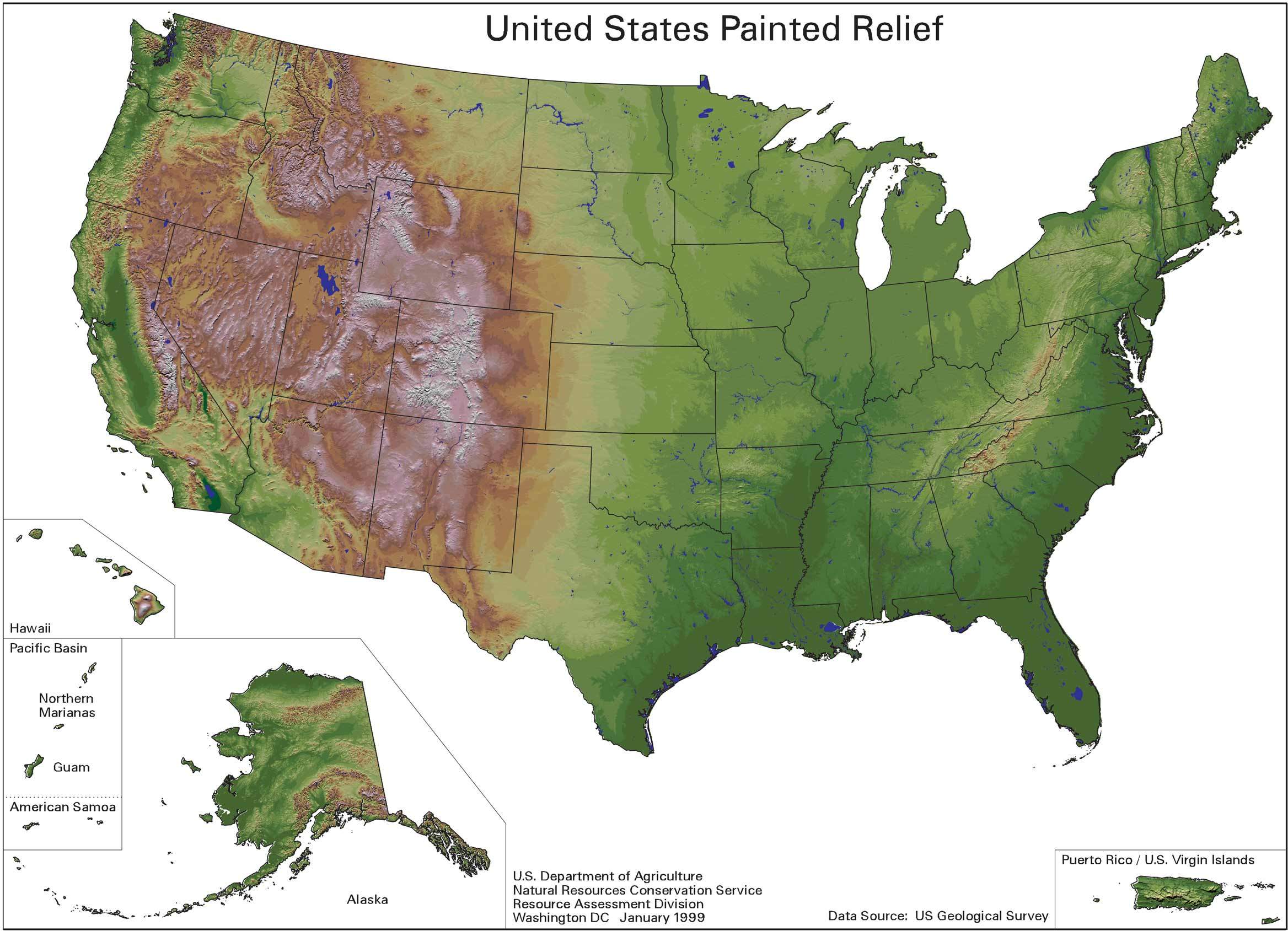 Maps: United States Map Relief