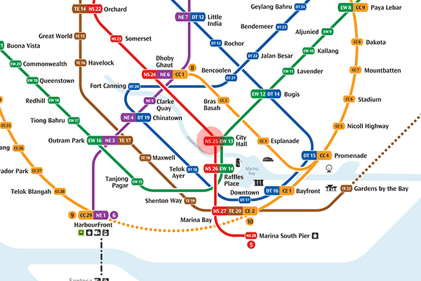 NS25 City Hall station map - Singapore MRT