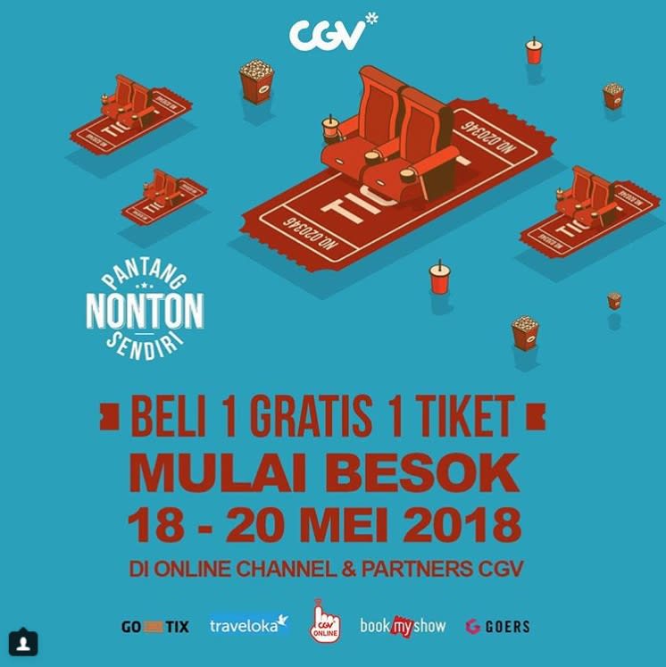 Promo Beli 1 Tiket Gratis 1 Tiket Nonton Di Bioskop Cgv 18 - 20 Mei ...