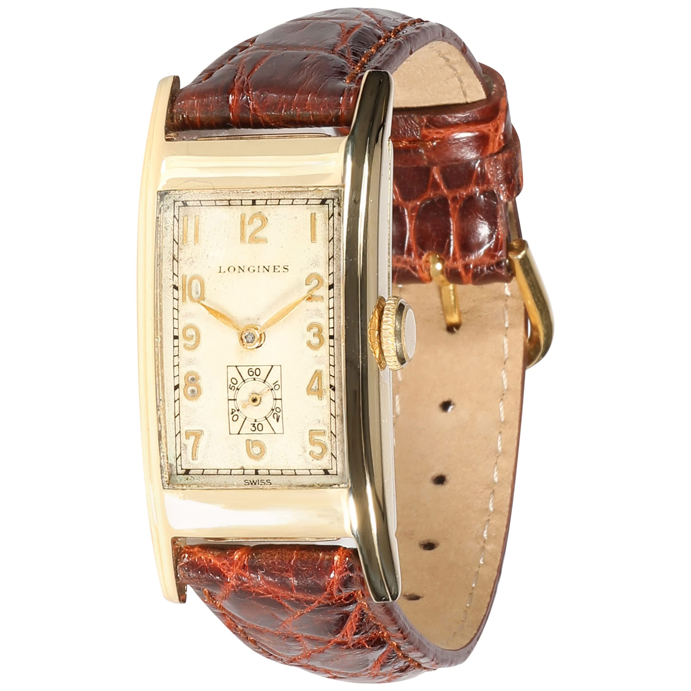 Longines 14 Karat Yellow Gold Art Deco Tank Style Watch with Original ...