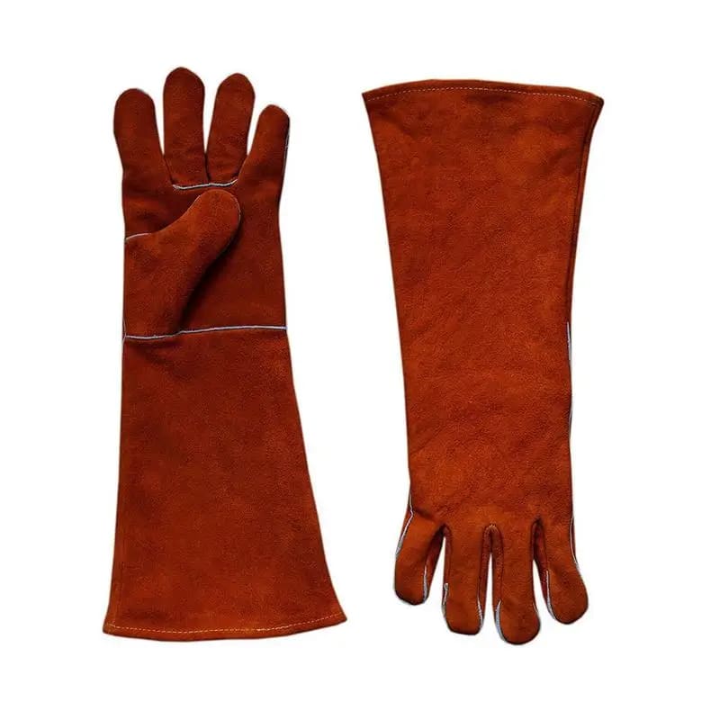 Extra Long Sleeve Heat Resistant Cowhide Leather Welding Gloves 18 Inch ...