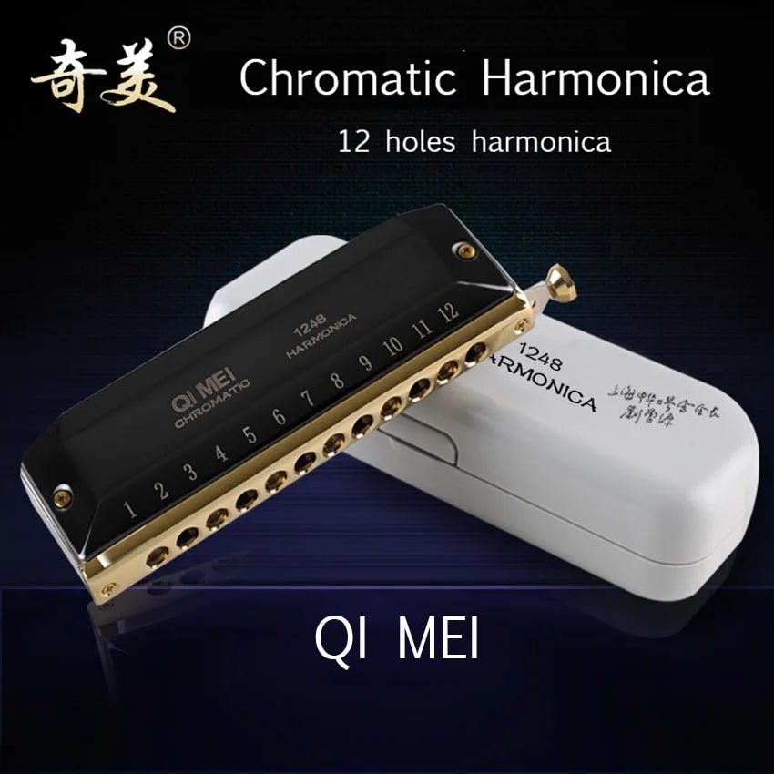 Aliexpress.com : Buy Chromatic Harmonica QIMEI Black 12 Holes/48 Tones ...