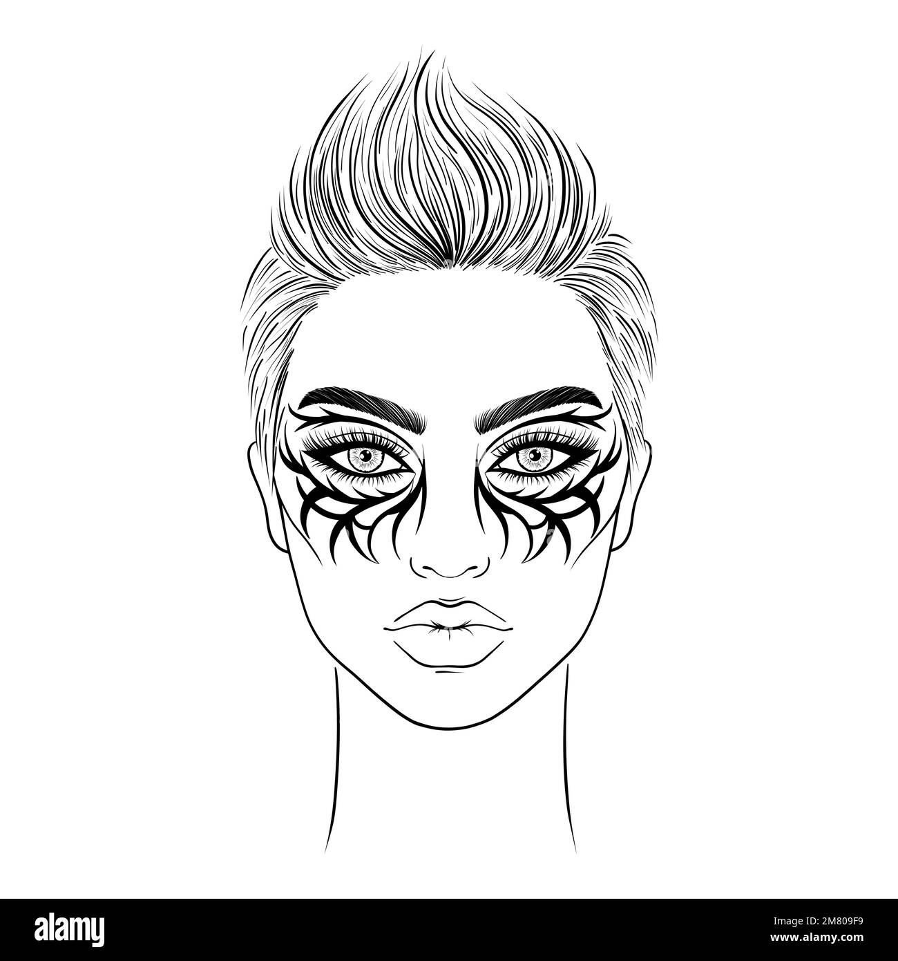 Woman with face tattoo Stock Vector Image & Art - Alamy