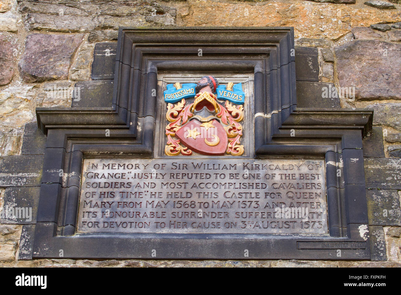 A Plaque in memory of Sir William Kirkcaldy of Grange an accomplished ...