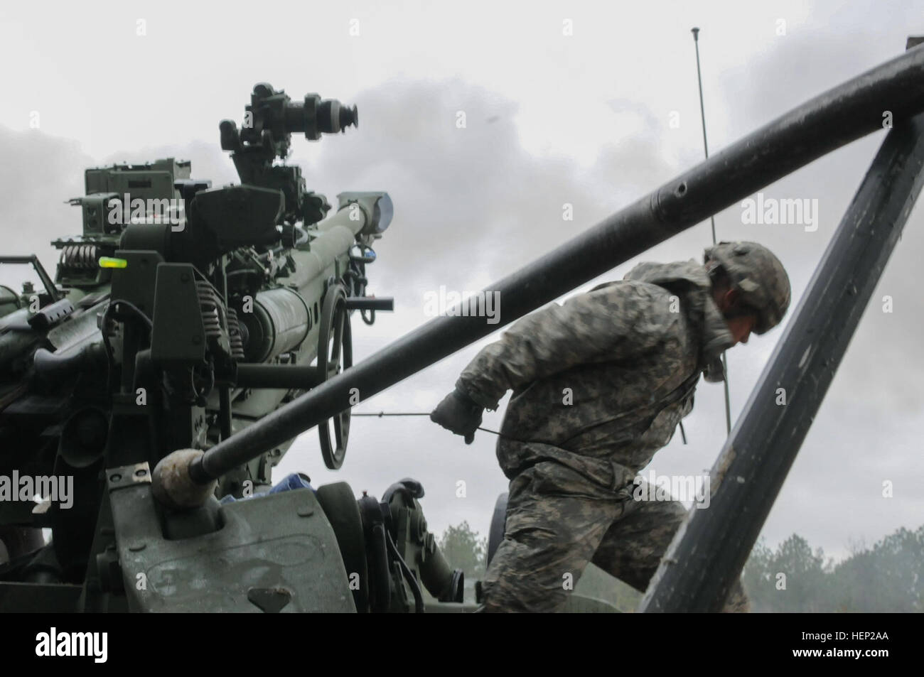 A paratrooper with the 2nd Battalion, 319th Airborne Field Artillery ...