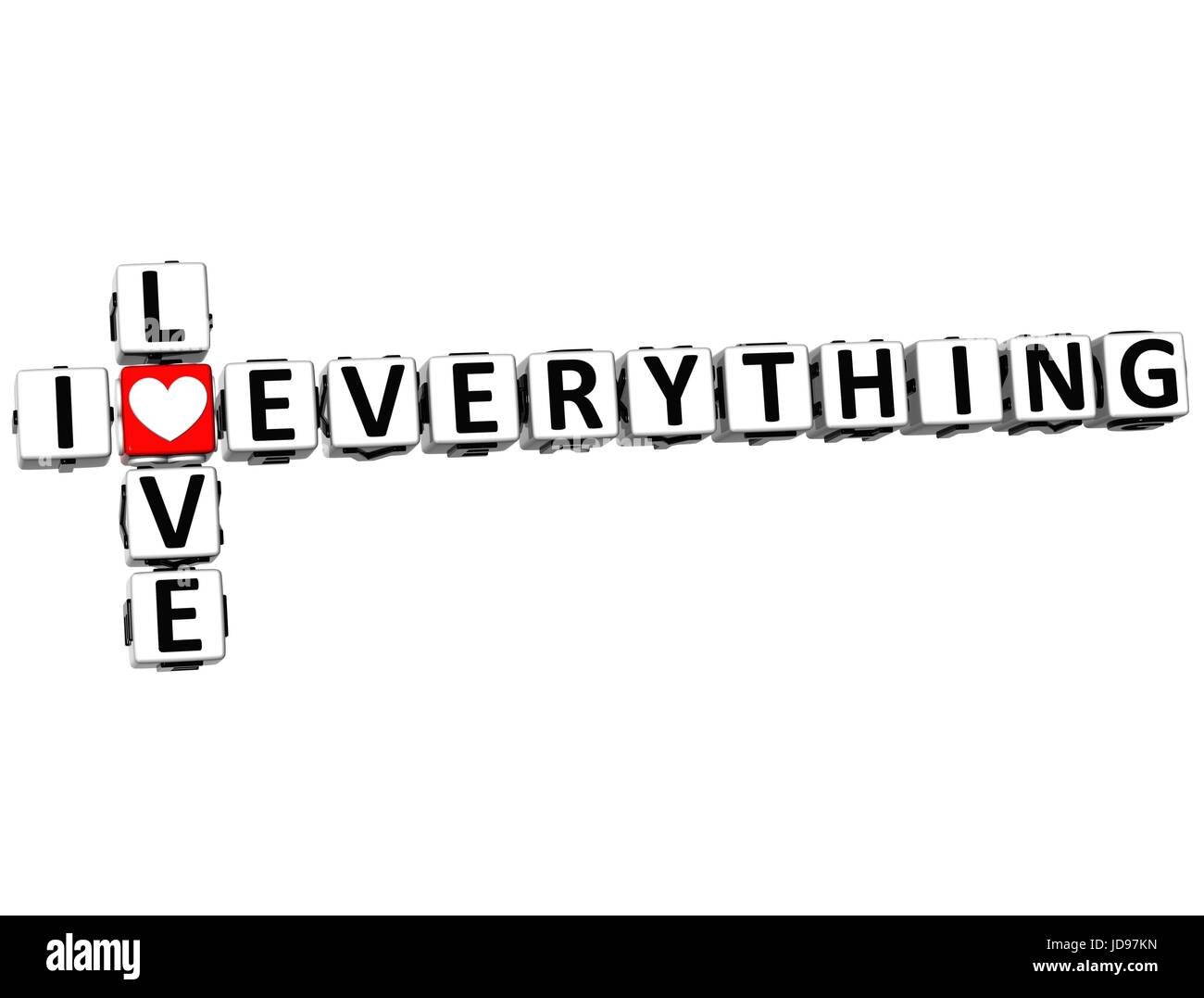 3D I Love Everything Crossword on white background Stock Photo - Alamy