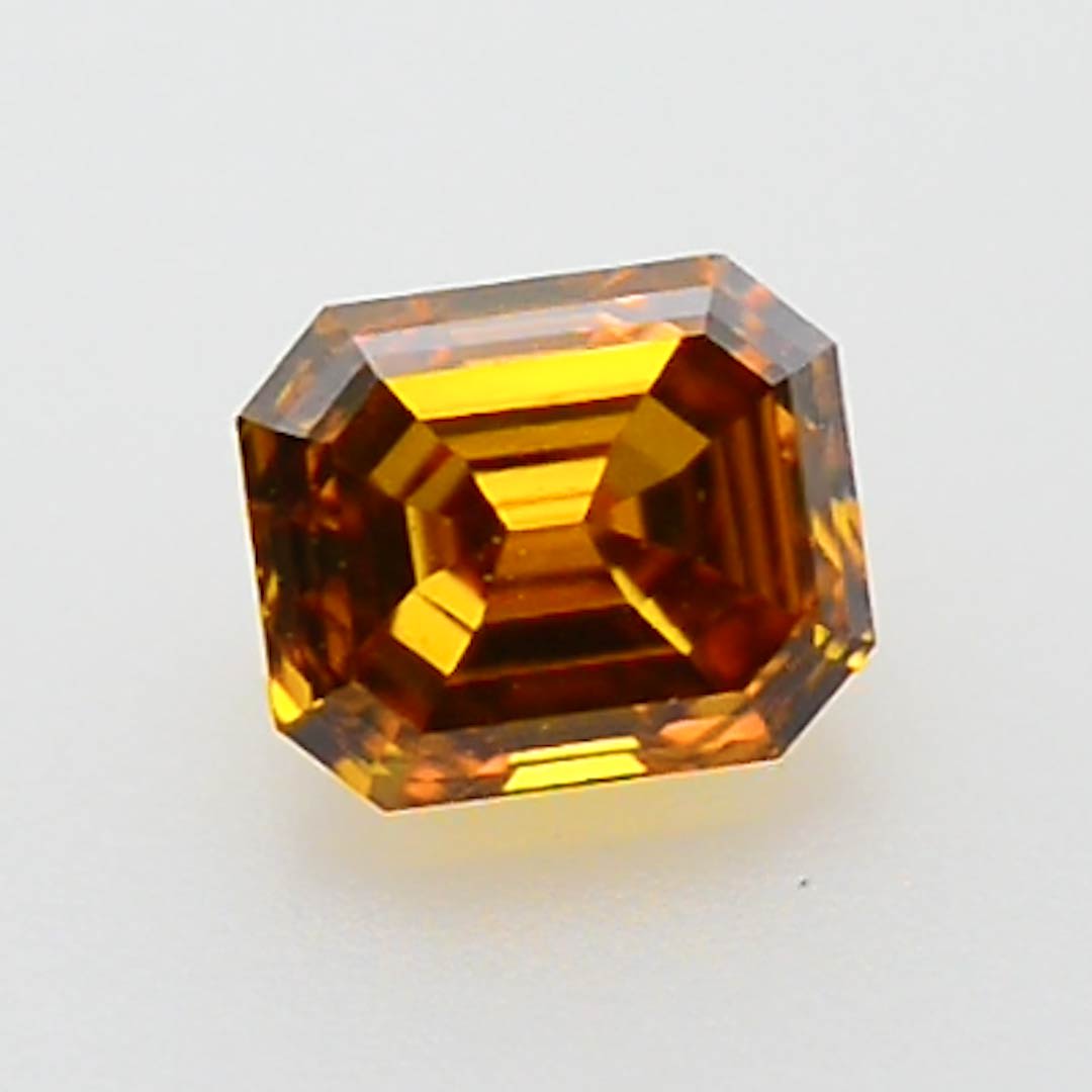 0.28 carat, Fancy Deep Brownish Yellowish Orange Diamond, Emerald Shape ...