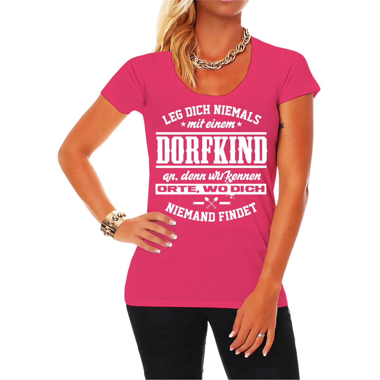 Frauen Damen T-Shirt Dorfkind Spruch Fun Spaß Lustig Witzig Geschenk ...