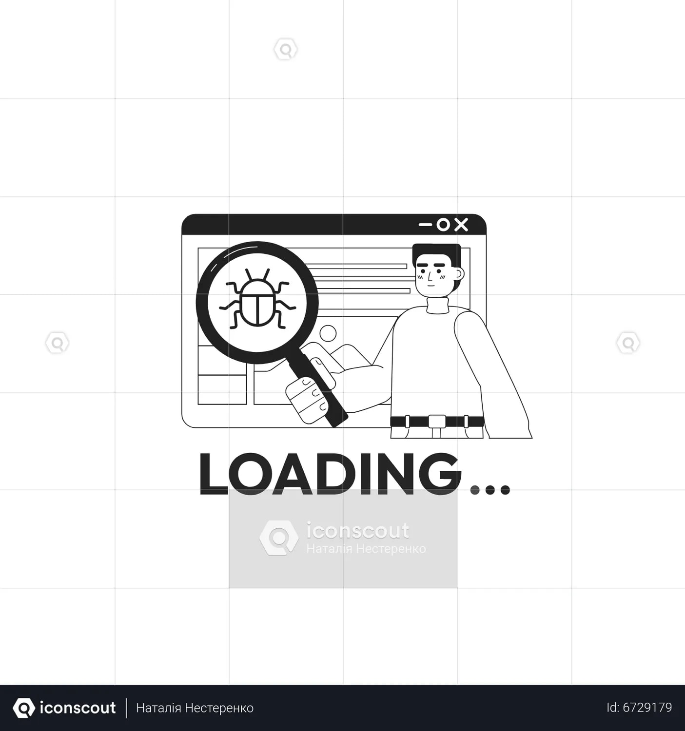 Debugging tool loader Animated Illustration download in JSON, LOTTIE or ...