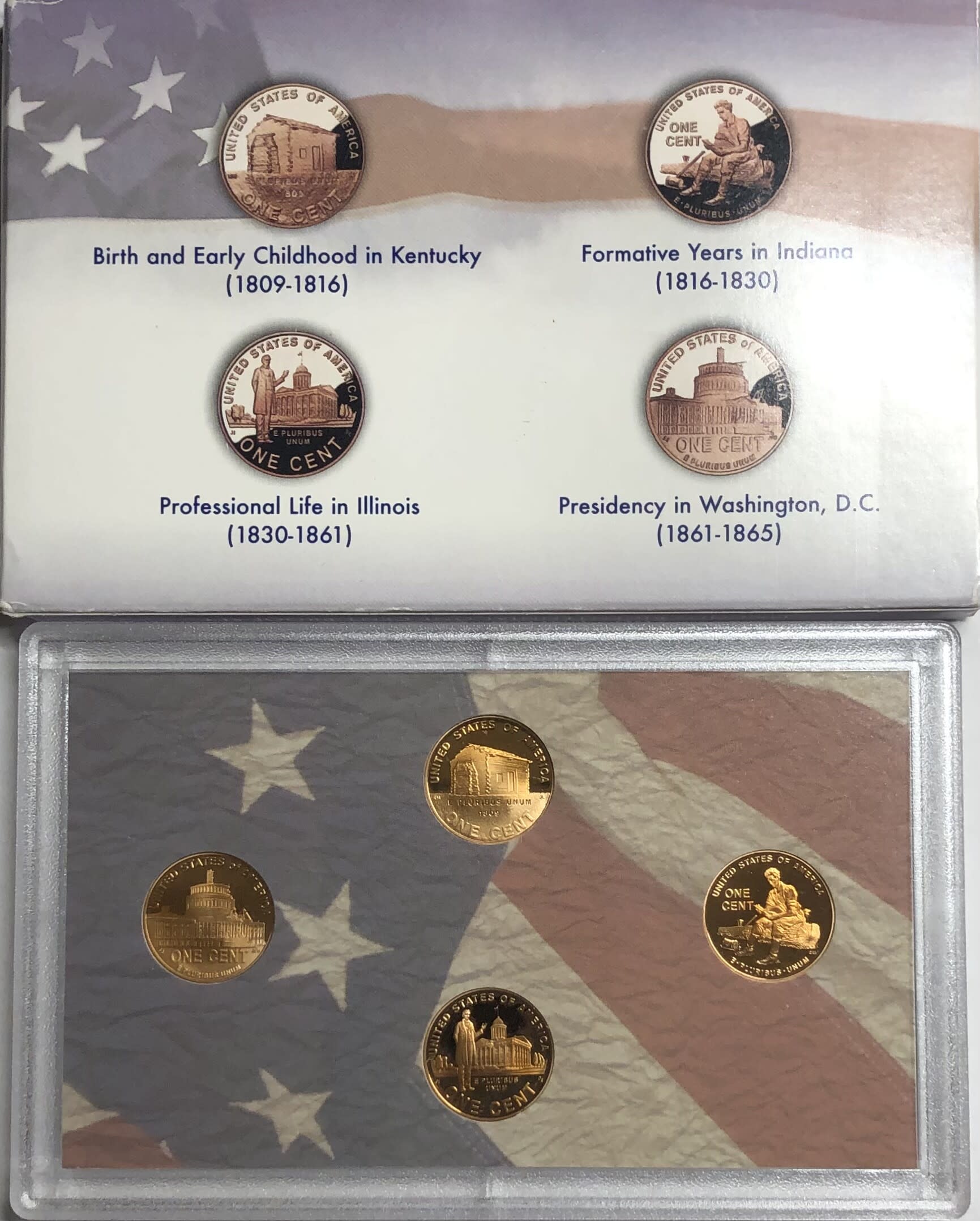 >2009-S U.S. Mint Lincoln Bicentennial One Cent Proof Set - 4 Coins in ...