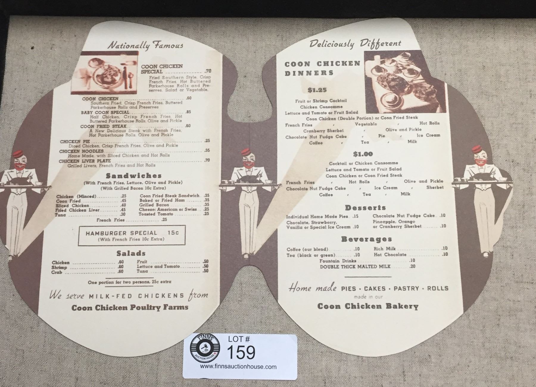 Vintage Coon Chicken Inn Menu