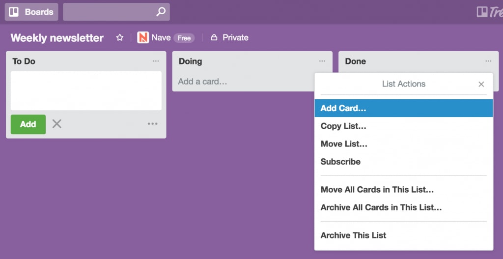 Get started with Kanban using Trello boards | Nave