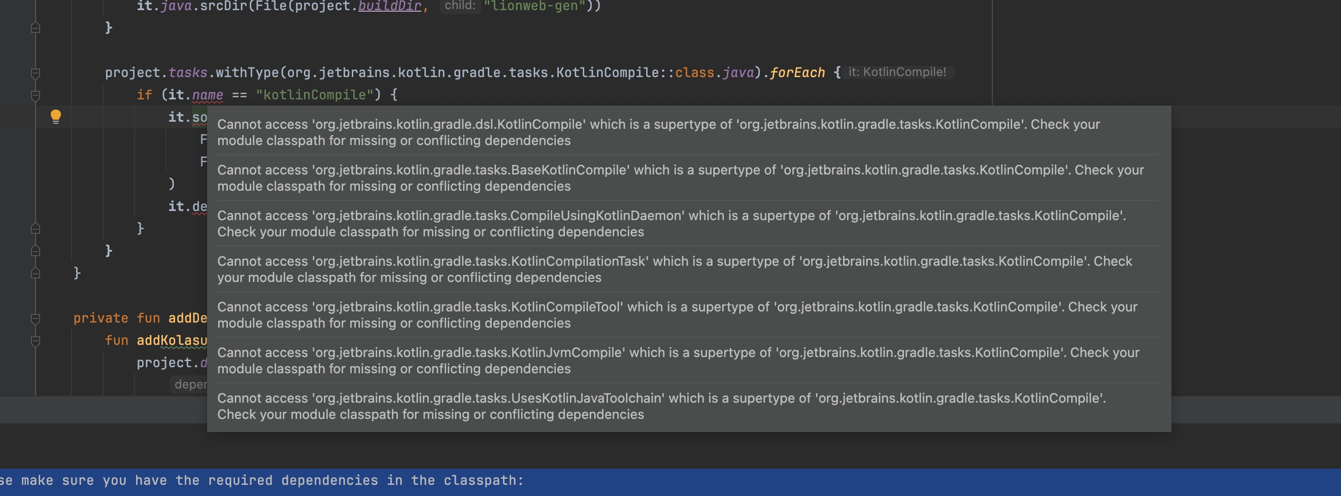 Gradle start complaining about classpath issues without any change ...