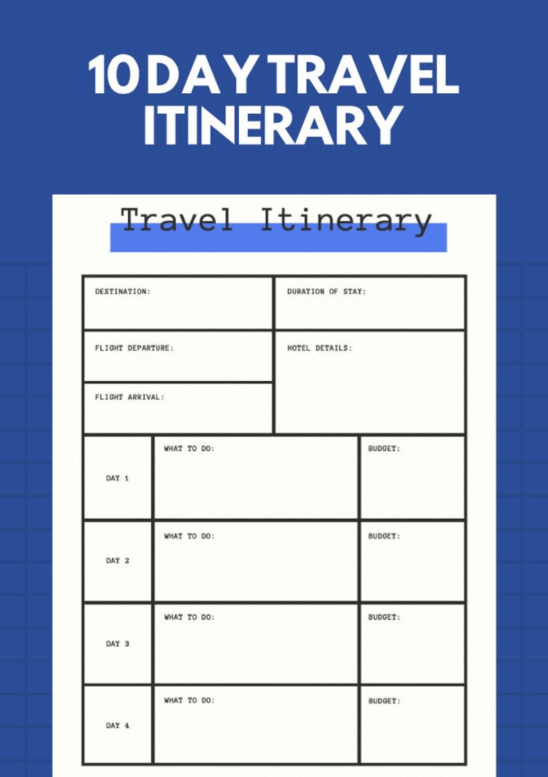 4 Day Trip Itinerary Template