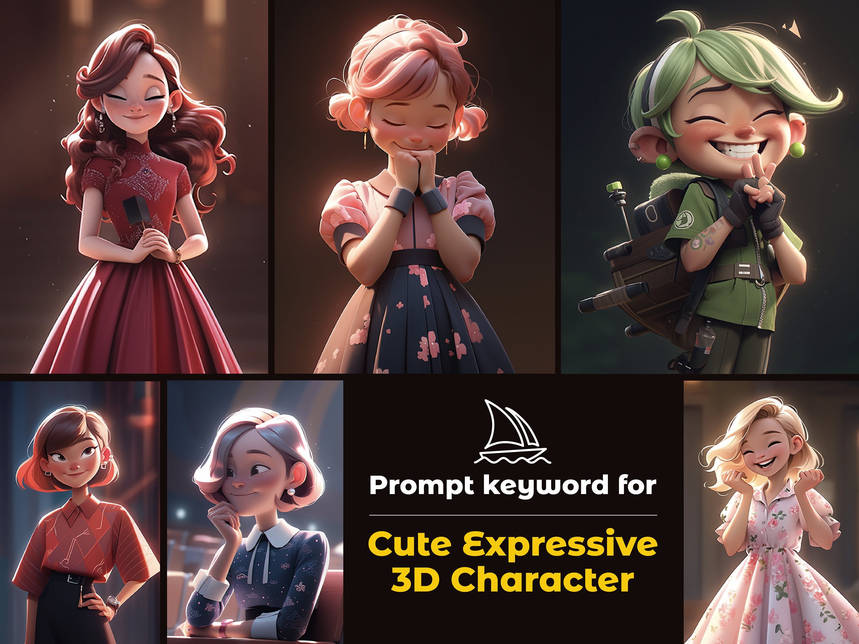 Ultimate Midjourney Prompts Cute Expressive 3D Character - Etsy België