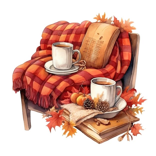 Premium AI Image | Watercolor style pretty cozy fall clipart