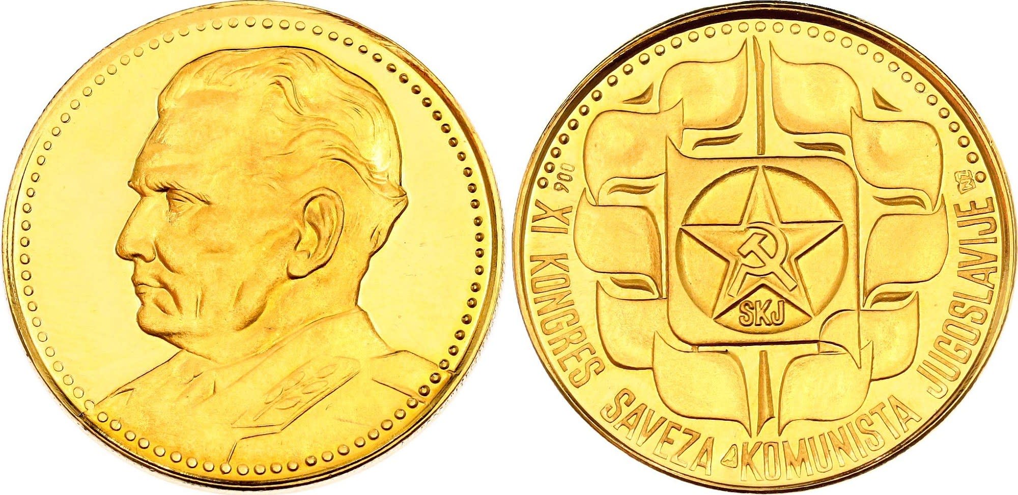 Yugoslavia Gold Medal "Josip Broz Tito - 11th Congress of the Communist ...