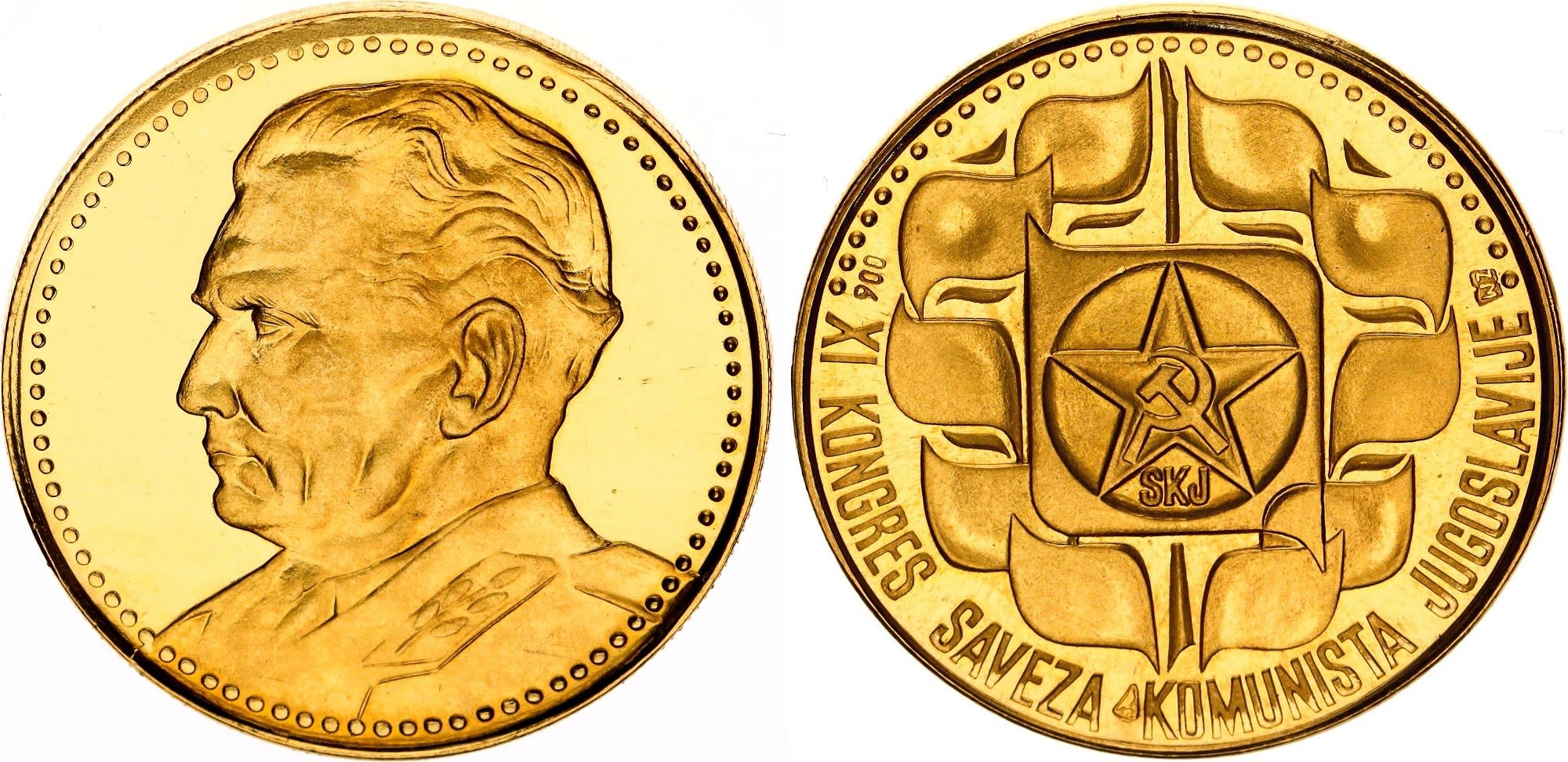 Yugoslavia Gold Medal "Josip Broz Tito - 11th Congress of the Communist ...