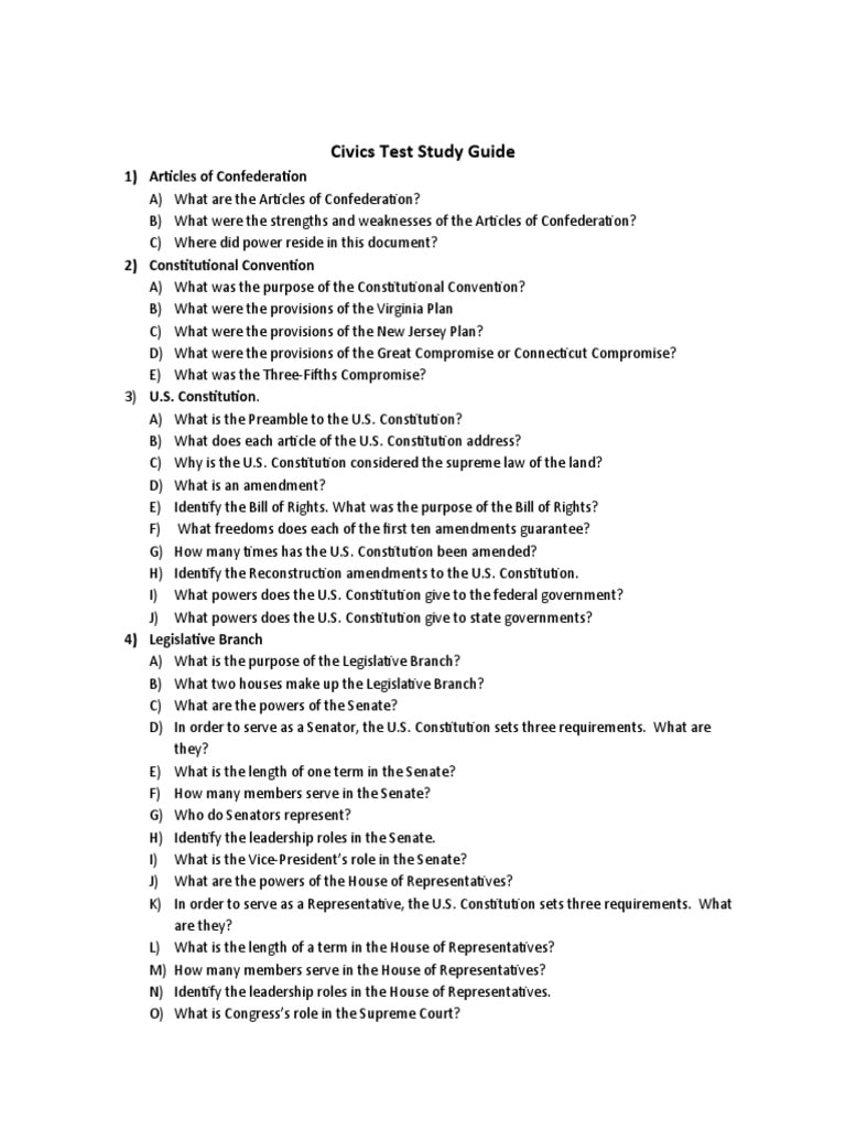 Civics Test Study Guide | PDF | Presidents Of The United States ...