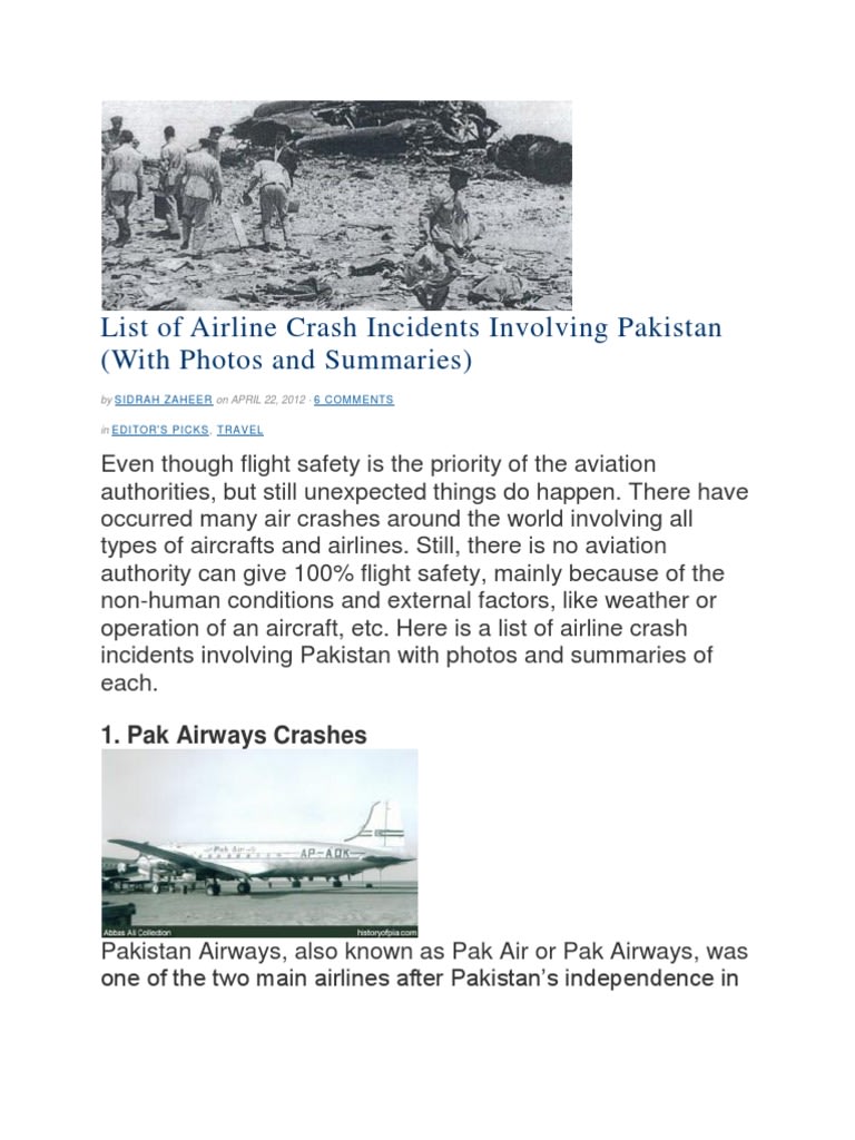 List of Airline Crash IncidentsAccidents | PDF | Aviation Accidents And ...