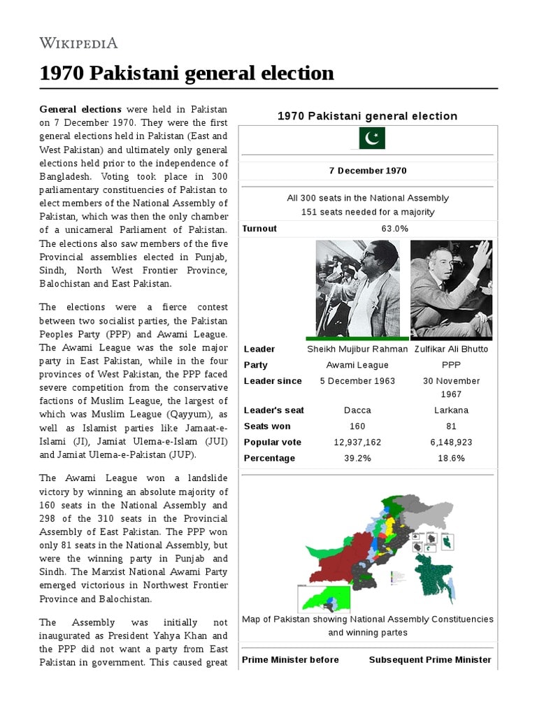 1970 Pakistani General Elections | PDF