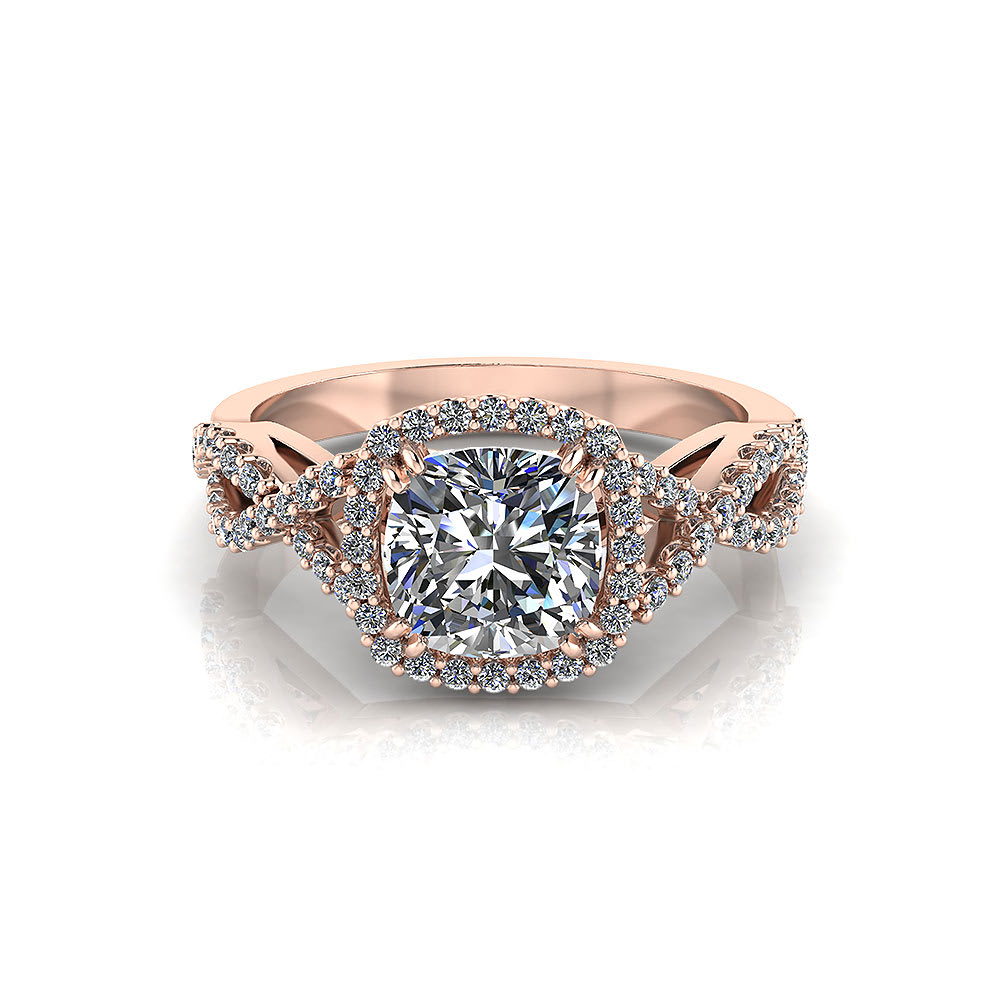 Rose Gold Cushion Halo Engagement Ring - Jewelry Designs