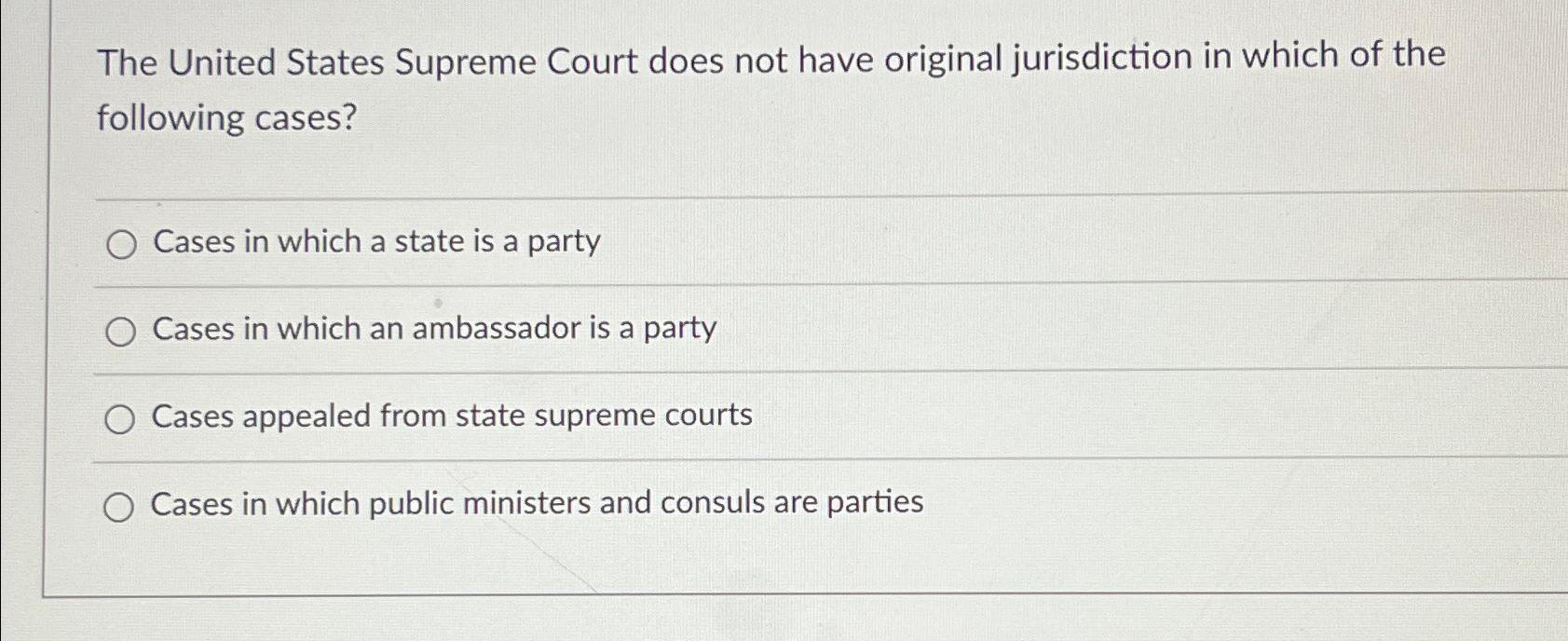 Solved The United States Supreme Court does not have | Chegg.com