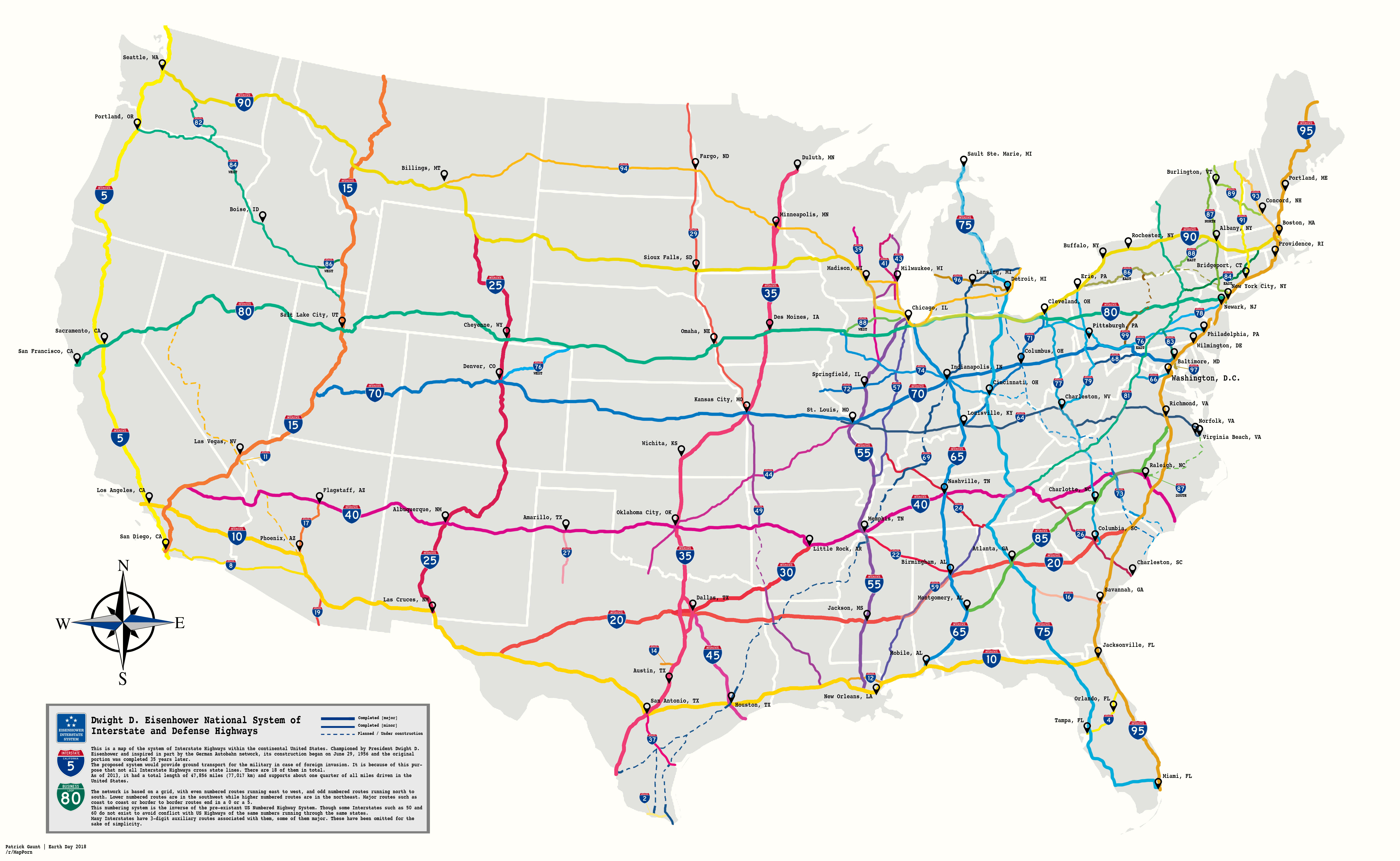 Map of US interstate highways : r/MapPorn