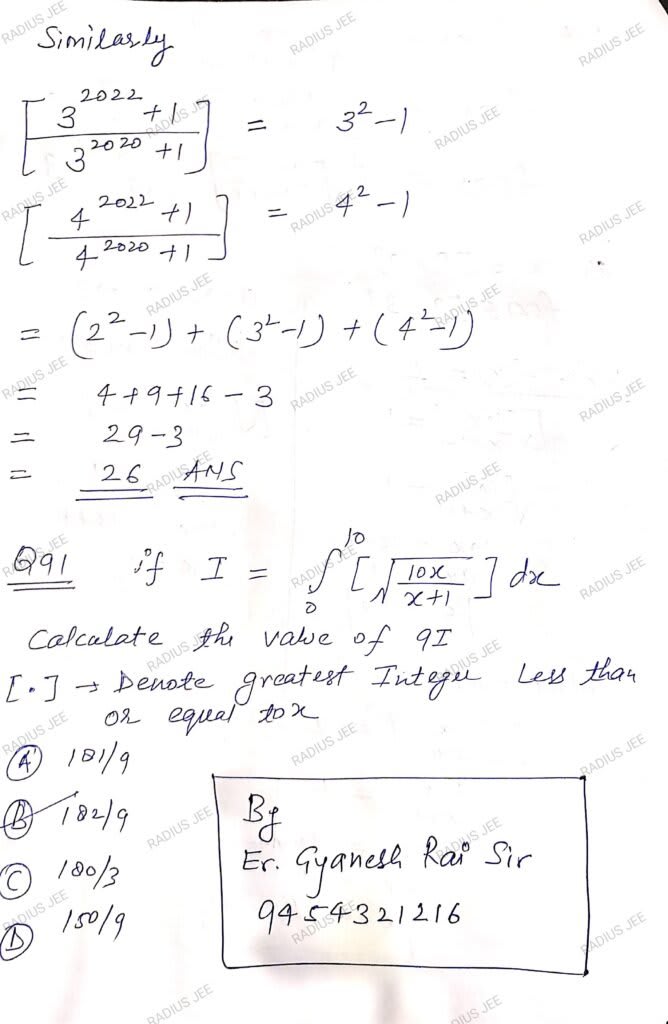 100 Problems on Greatest Integer Function - RADIUS JEE