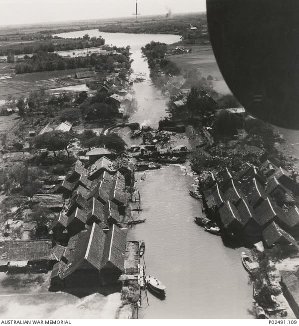 Bangkok, Thailand. 18 April 1945. Aerial view of the Klong Phasi ...