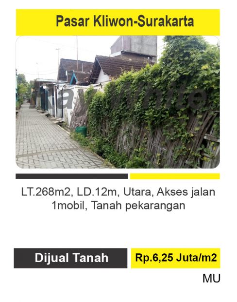 Jual Tanah Semanggi Pasar Kliwon Surakarta