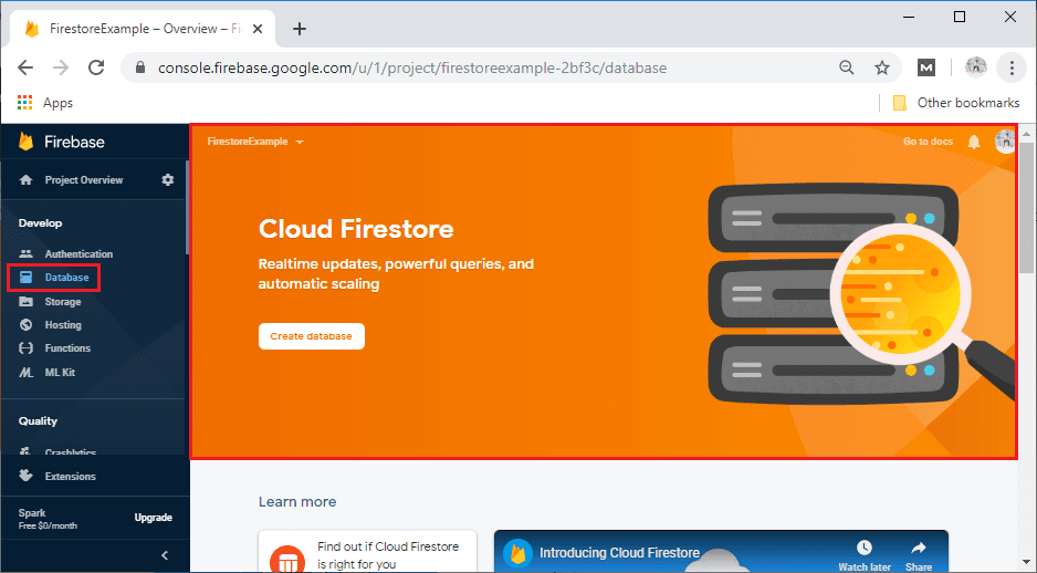 Firebase Firestore setup and configuration - Javatpoint