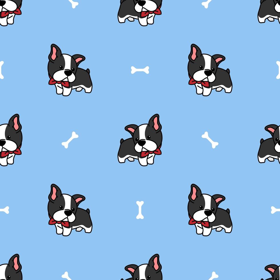 Cute boston terrier puppy cartoon seamless pattern 1181762 Vector Art ...