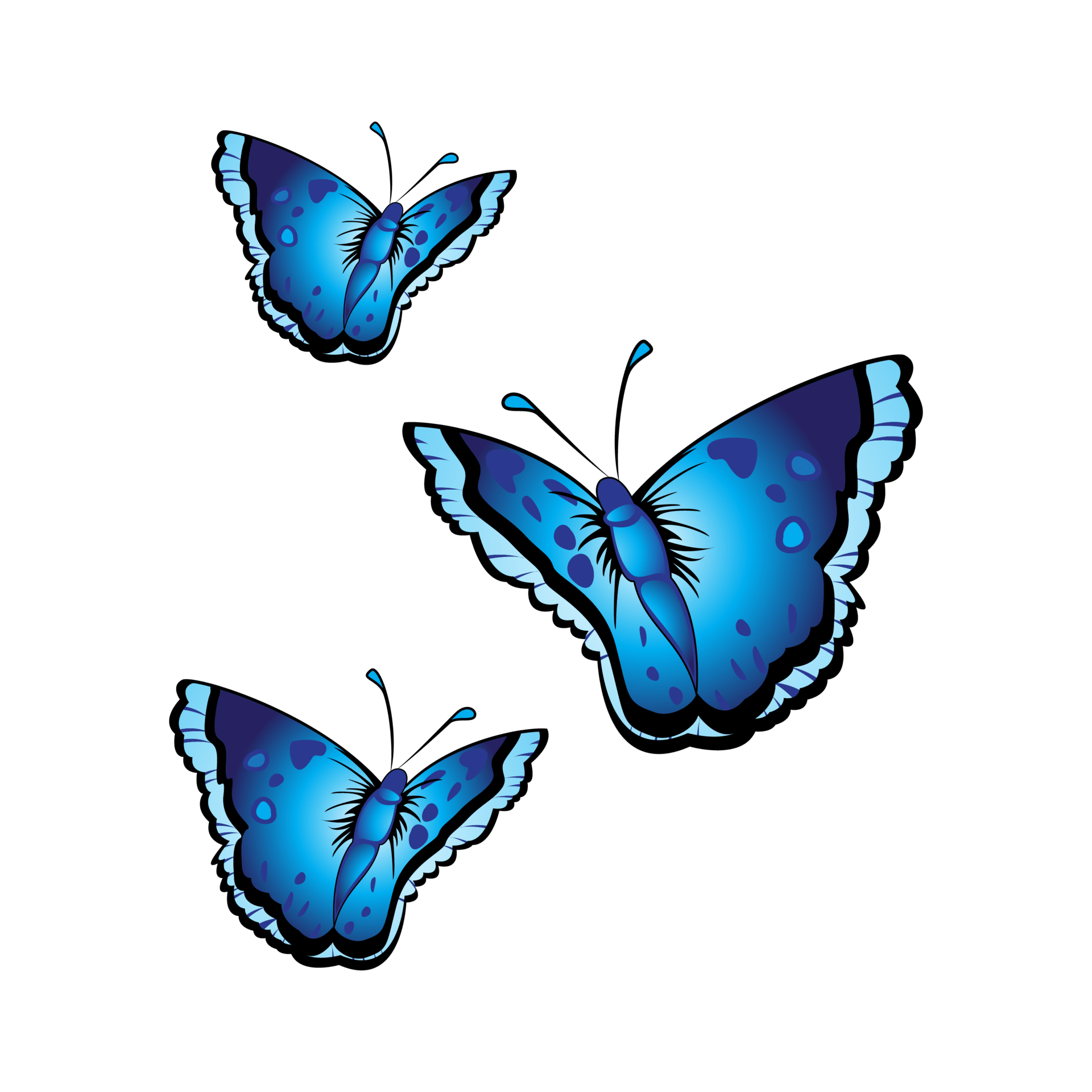 3 Different Style Flying Blue Butterfly Transparent Background 15286917 PNG