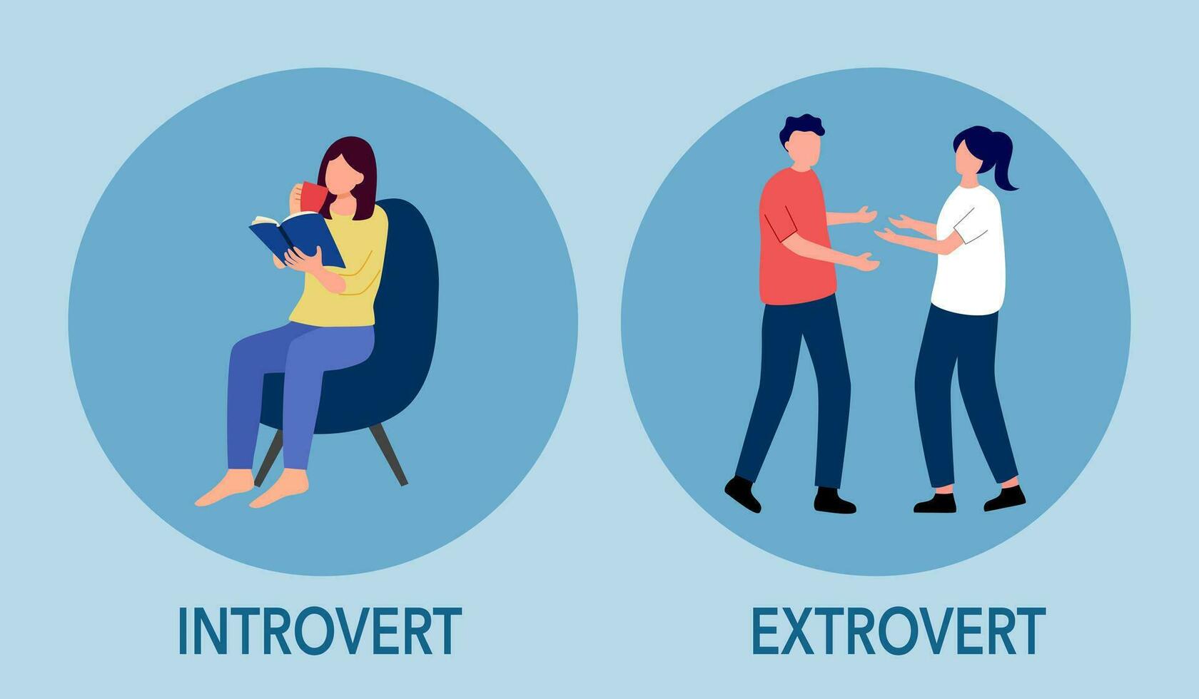 Introvert and extrovert personality character concept vector ...