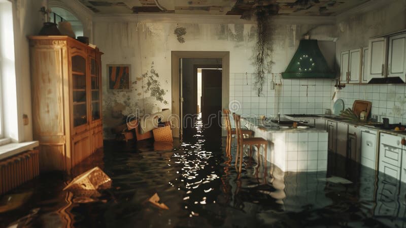 Large Flood, Disaster, Flooded Apartment Inside Stock Photo - Image of ...