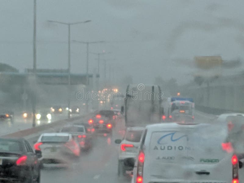 A Torrential Downpour in Traffic Stock Image - Image of inclement ...