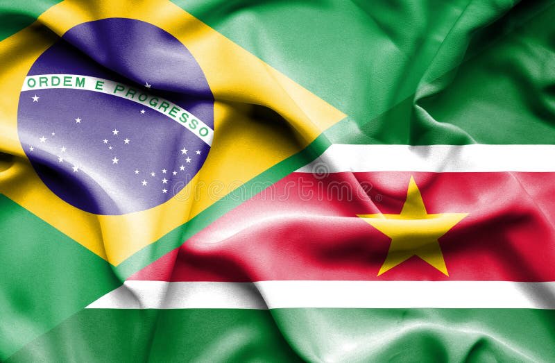 Waving Flag of Suriname and Brazil Stock Illustration - Illustration of ...