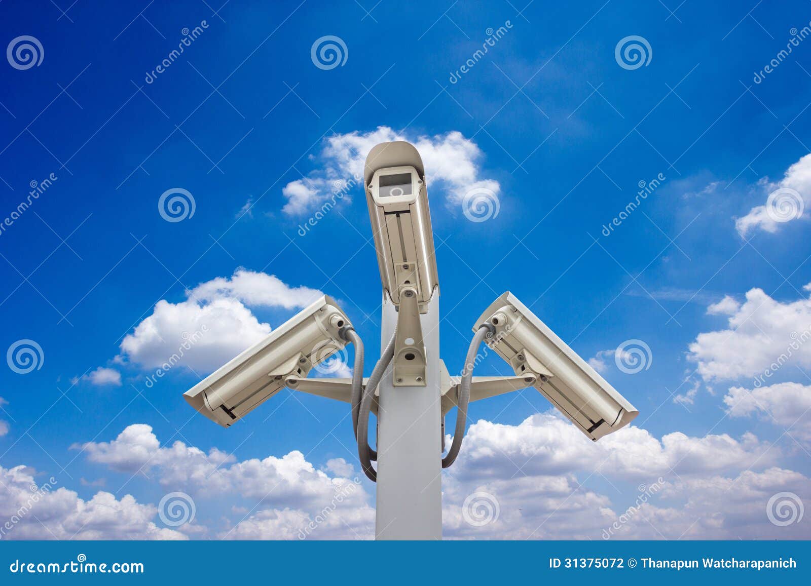 Outdoor Security Cctv Cameras Against Blue Sky and Cloud Stock Photo ...