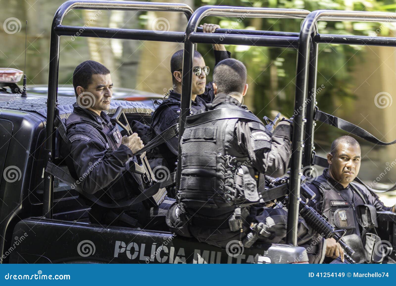 Rio De Janeiro Military Police Patrol the Streets of Rio De Janeiro ...