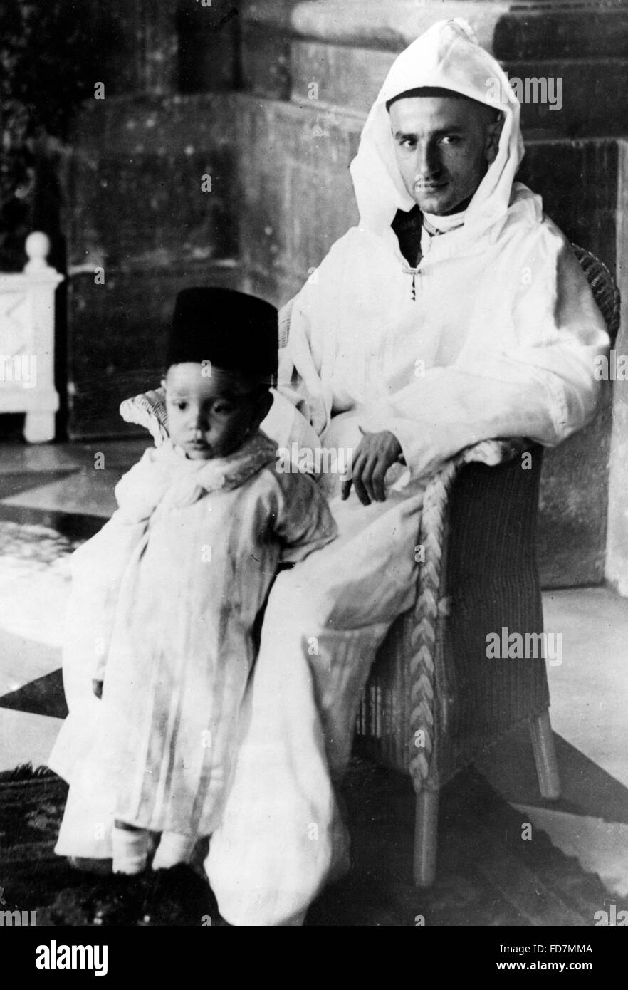 Mohammed V of Morocco with son Moulay Hassan, 1937 Stock Photo - Alamy