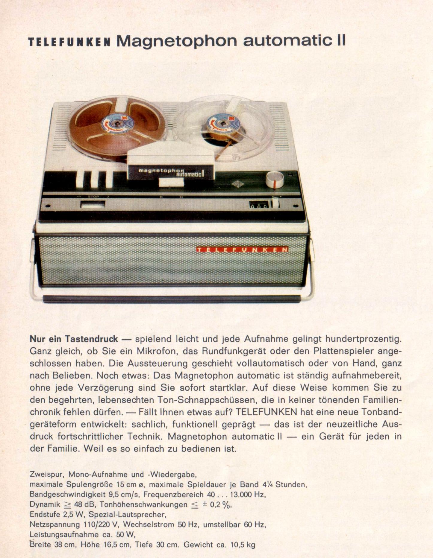 Telefunken Magnetophon Automatic II | Hifi-Wiki