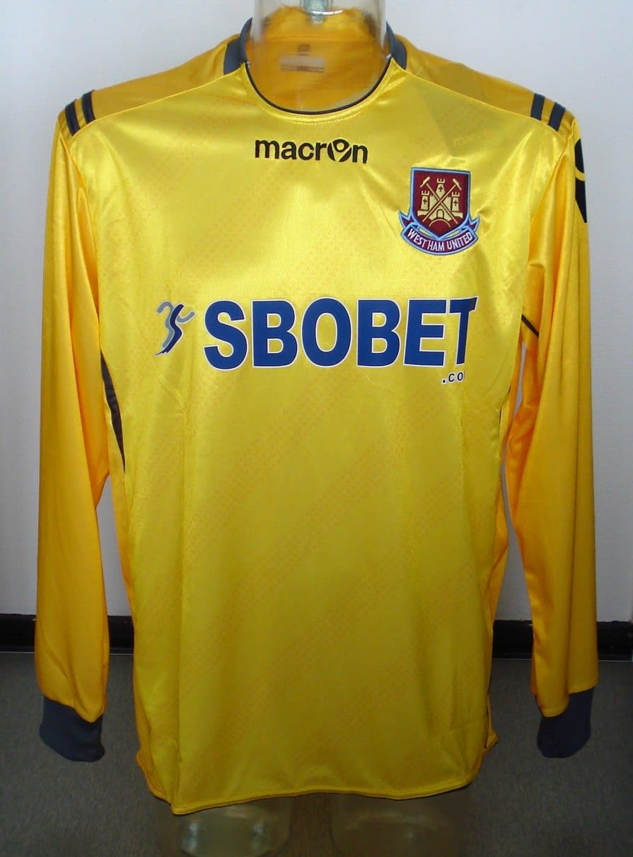 West Ham United Goalkeeper football shirt 2010 - 2011. Sponsored by SBOBET