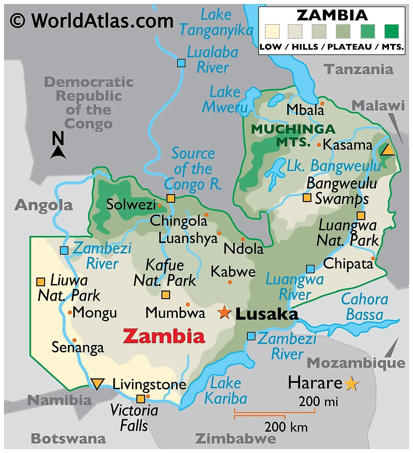 Mapas de Zambia - Atlas del Mundo